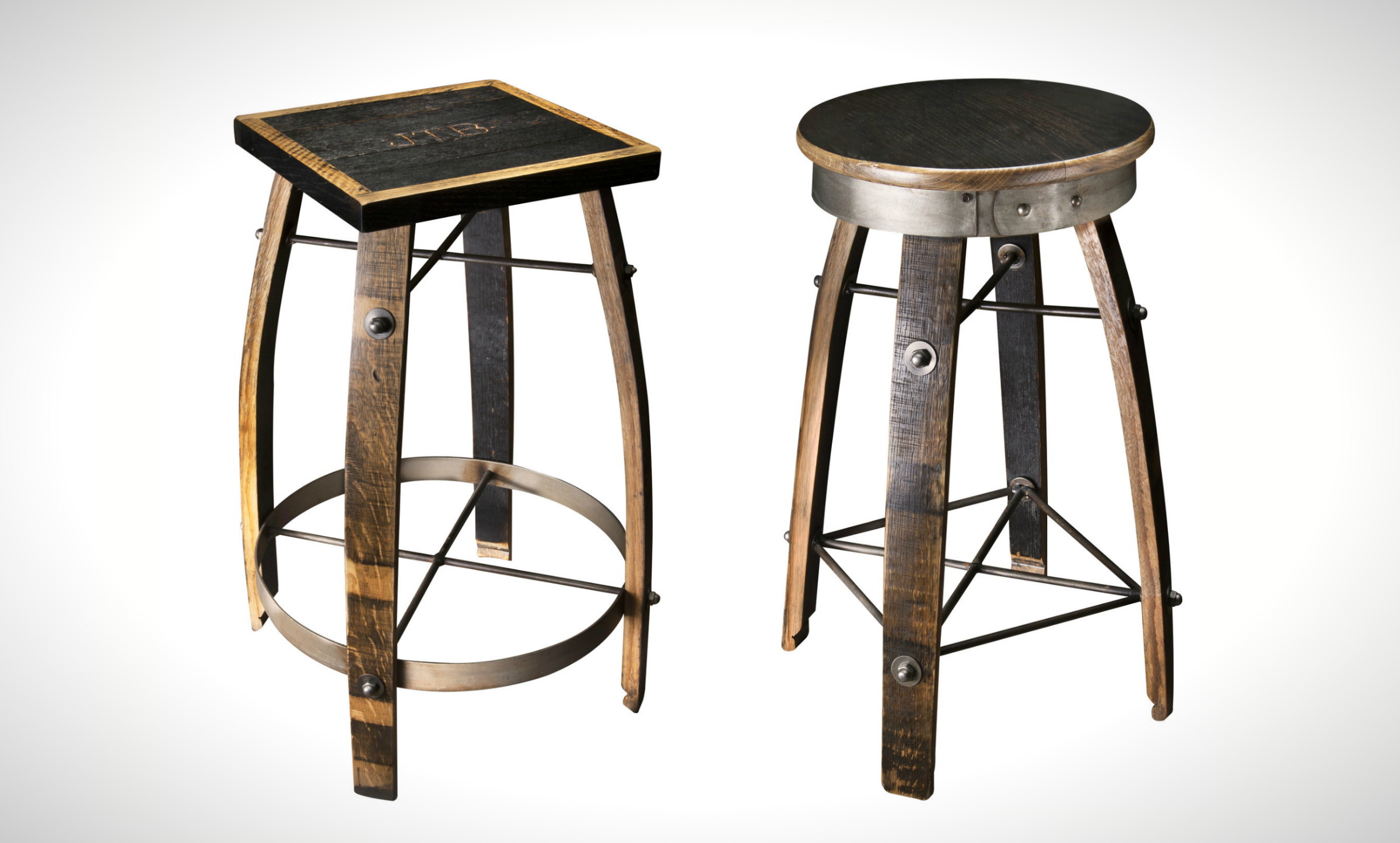 Whiskey Wood Bar Stools Heritage Handcrafted Popmule
